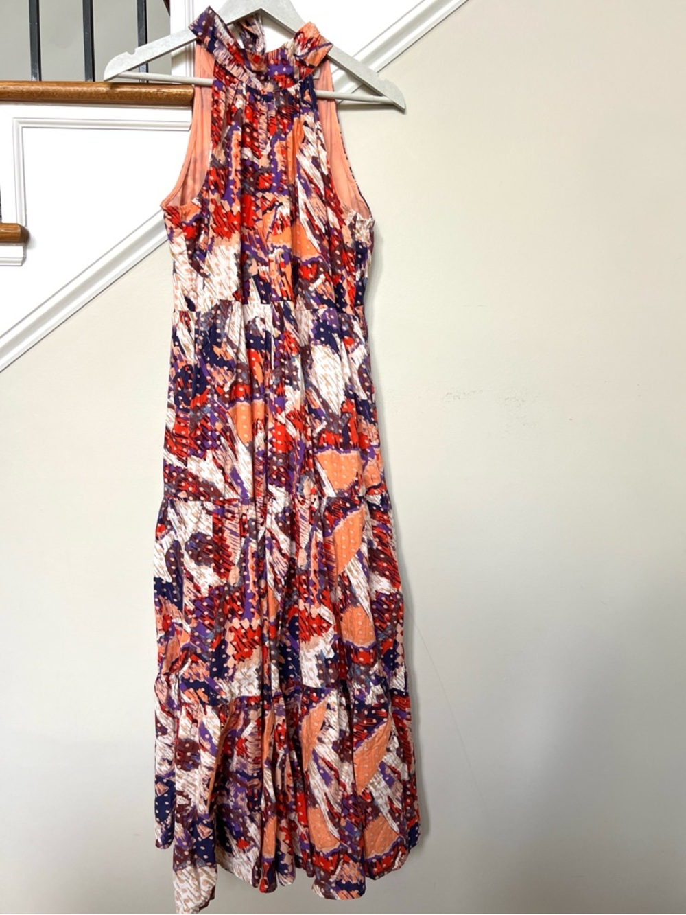 THML Standing Up for It Dress Halter Tier MIDI Tropical Peach Orchid  Cotton M